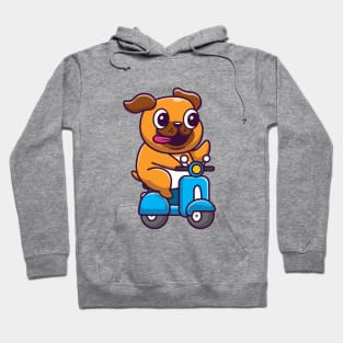 Cute Dog Riding Scooter Cartoon Hoodie